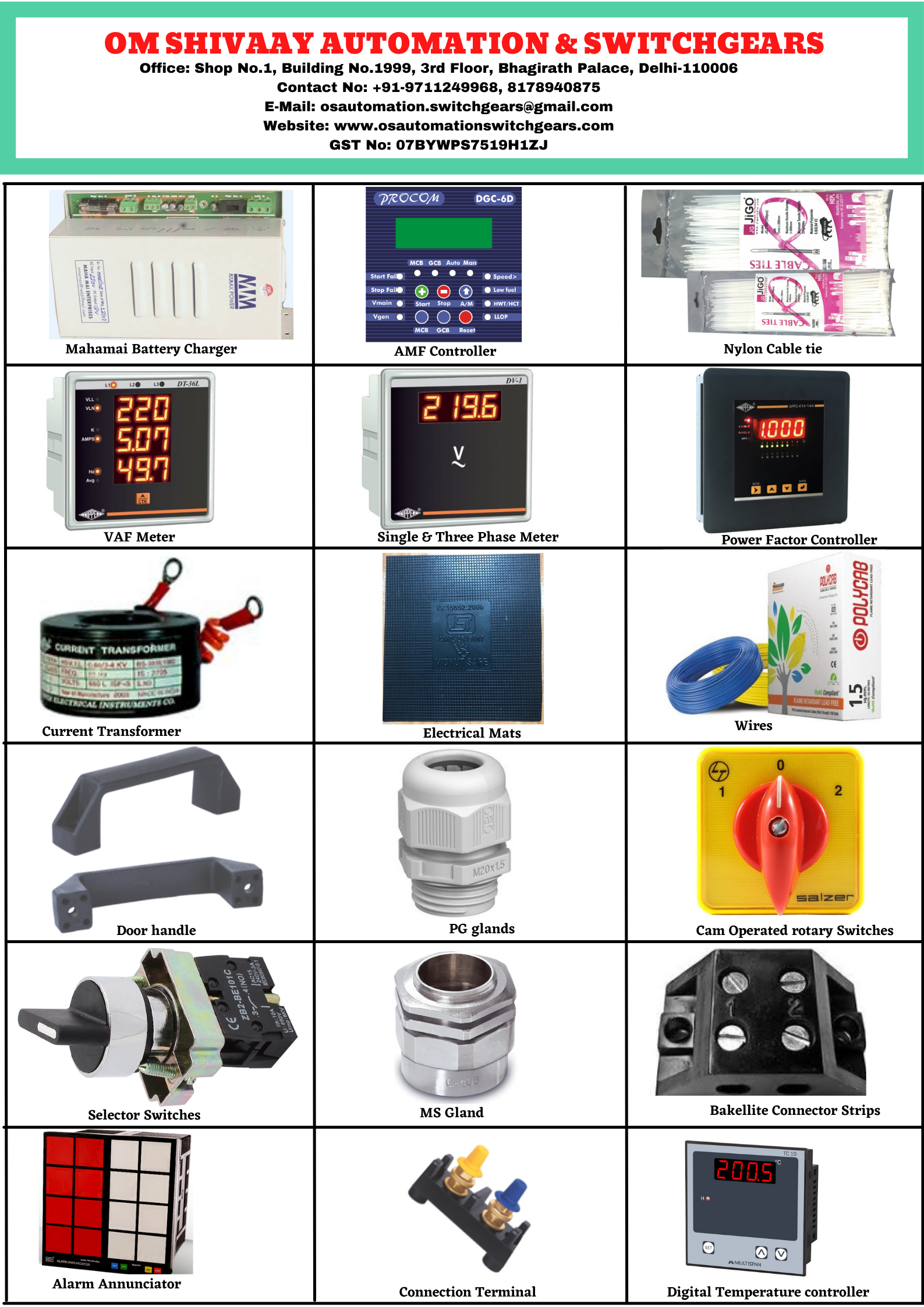 CONTROL PANEL ACCESSORIES OM SHIVAAY AUTOMATION & SWITCHGEARS